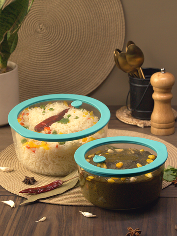 2-Piece Large Borosilicate Glass Bowl Combo – Mellow Mist (950ml+1600ml)