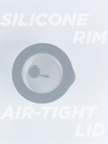 Silicone rim with air-tight lid on a light gray background