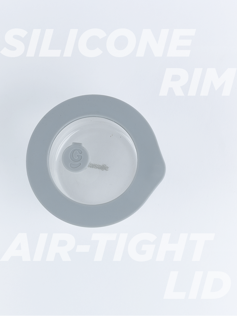 Silicone rim with air-tight lid on a light gray background