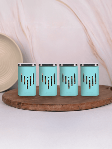 Healthy Munching Combo of 4 Borosilicate Glass Kitchen Containers with Silicone Cover - (4x250ml)