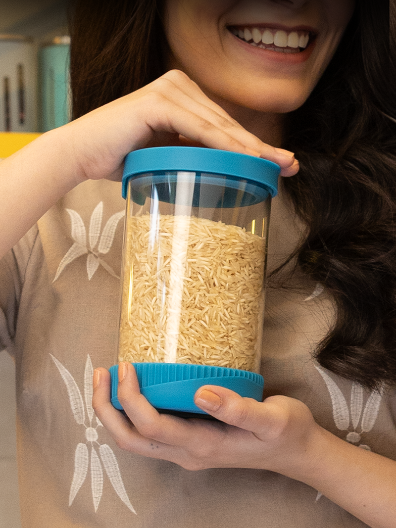 1000ml Borosilicate Glass Jar with Airtight Lid for Kitchen, Tranquil Teal