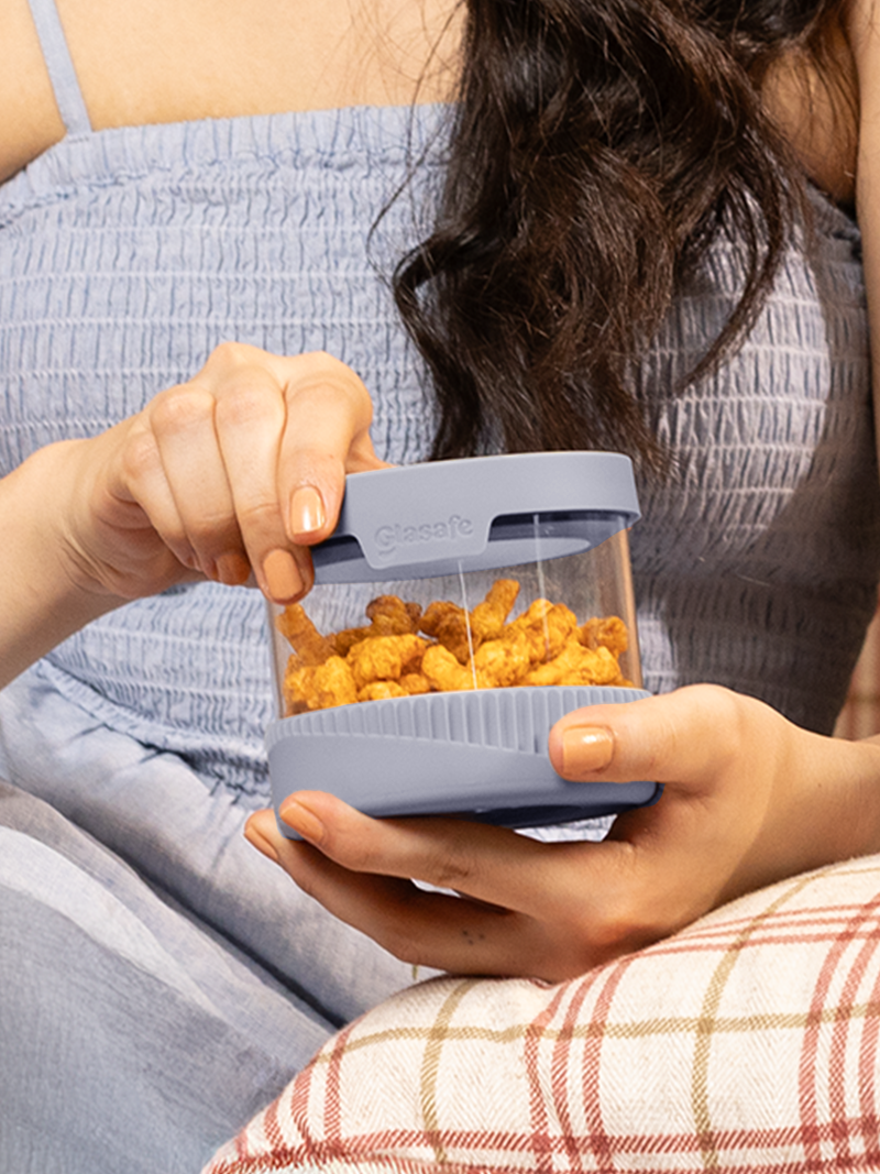 450ml Borosilicate Glass Storage Jar with Silicone Lid for Kitchen, Soothing Slate