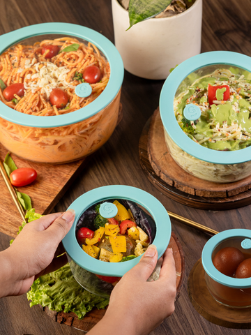Assorted Glass Bowl Set of 4 Mixing & Serving Bowls - (250ml+500ml+950ml+1600ml)