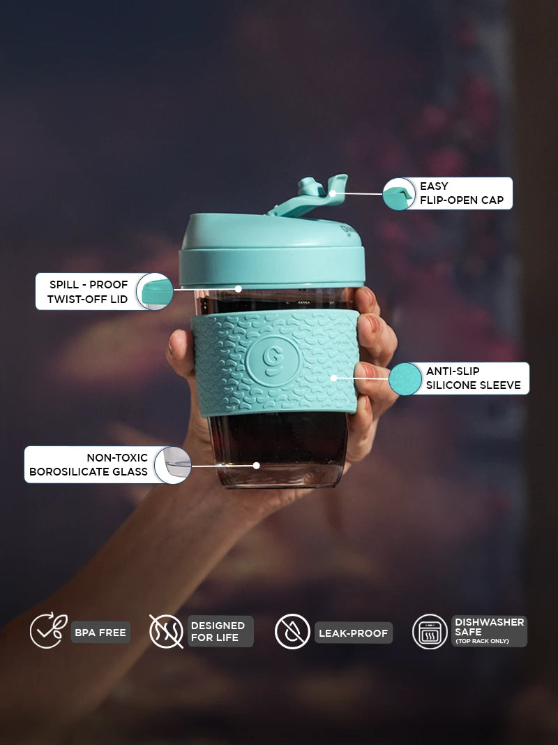 Glass Coffee Tumbler With Silicone Grip