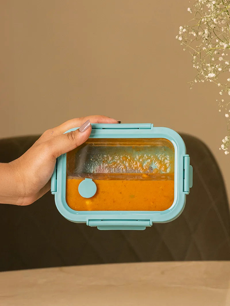 370ml Glass Lunch Box for Office with Airtight Glass Lid & Silicone Cover, Mellow Mist