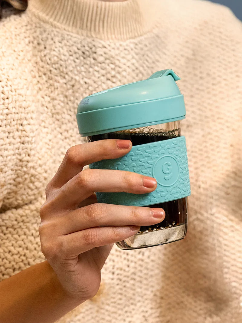 Glass Coffee Tumbler With Silicone Grip
