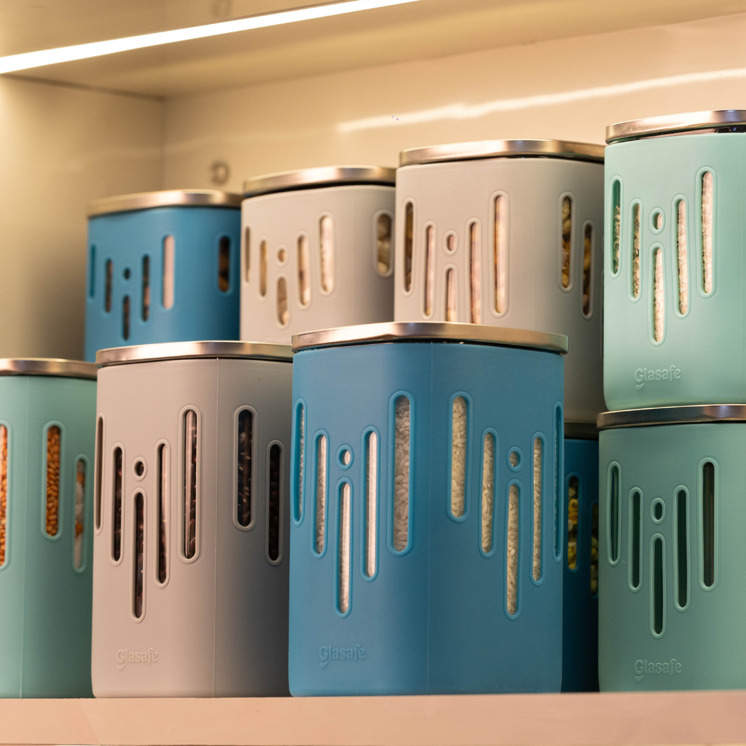 kitchen containers stacked 
