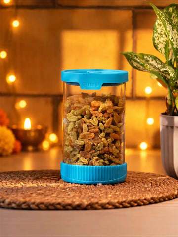 Glasafe 1000ml Borosilicate Glass Jar with Airtight Lid for Kitchen, Tranquil Teal
