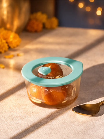 Glasafe 250ml Borosilicate Glass Bowl with Leak-Proof Lid and Air Vent, Mellow Mist