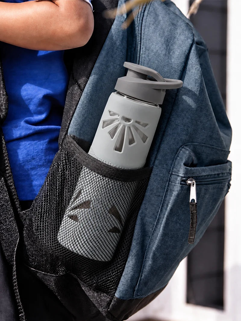 550ml Borosilicate Glass Water Bottle with Protective Silicone Cover (Soothing Slate)