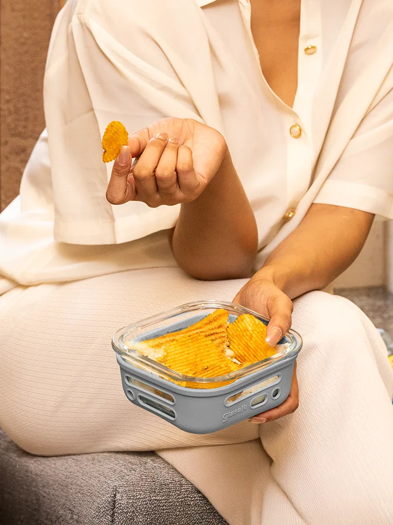 Glasafe borosilicate glass lunch box with silicone cover