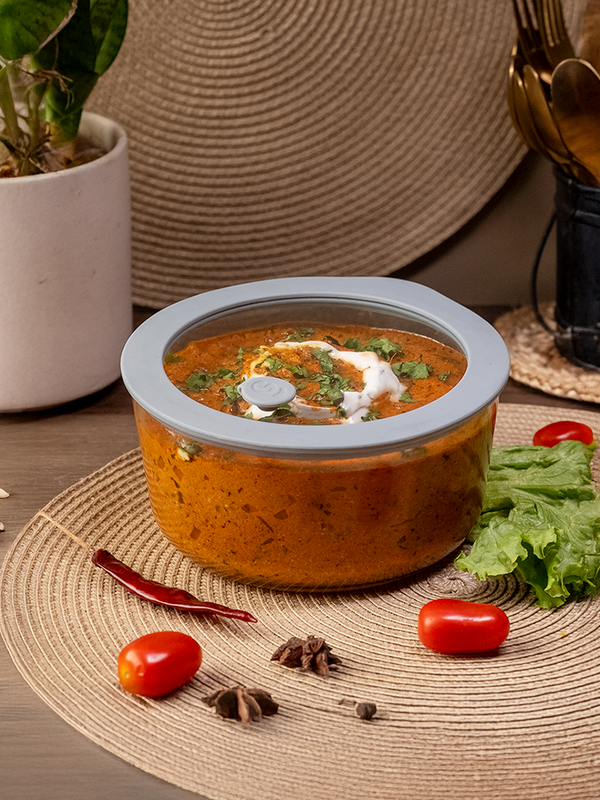 Glasafe 950ml Microwave-Safe Borosilicate Glass Serving Bowl with Lid, Soothing Slate