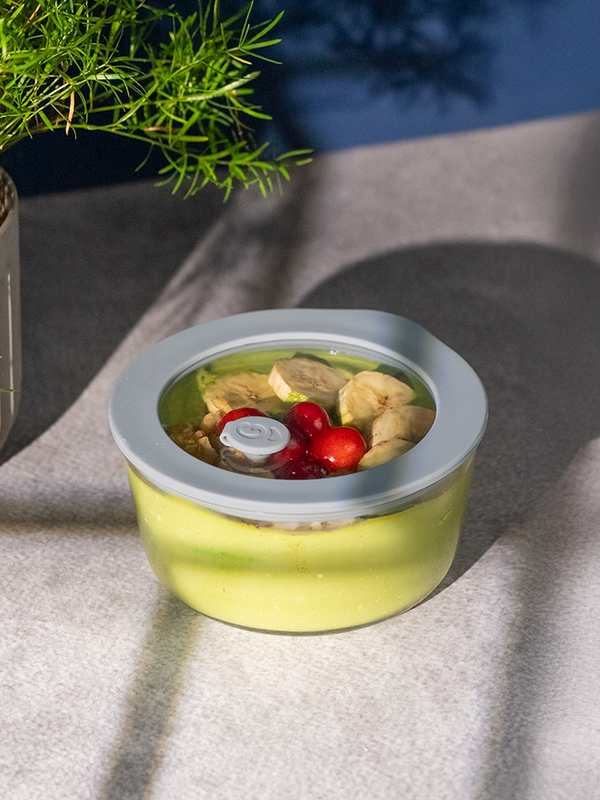 Glasafe 500ml Borosilicate Glass Mixing Bowl with Airtight-lid & Vent, Soothing Slate