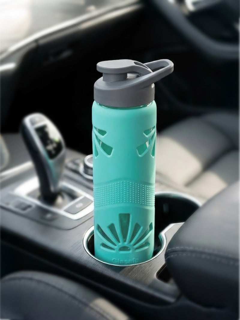 Break Resistant Glass Water Bottle with Protective Silicone Cover, 550ml (Mellow Mist)