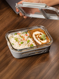 Dual Compartments Glass Lunch Box 
