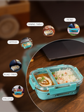 Glasafe 2 Compartment Glass Lunch Box For Office ,mellow mist