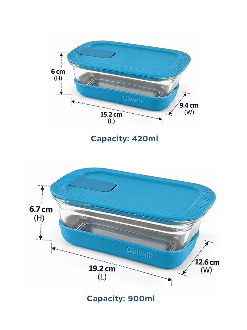 Snap ’N’ Seal Glass Meal Prep Containers With Vaccum Sealed Airtight lid.