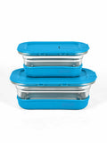 set of 2 Snap ’N’ Seal Glass Fridge Storage Containers with airtight lid
