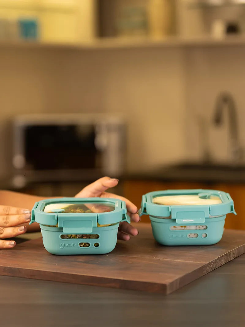 set of 2 Glasafe lunch boxes for office