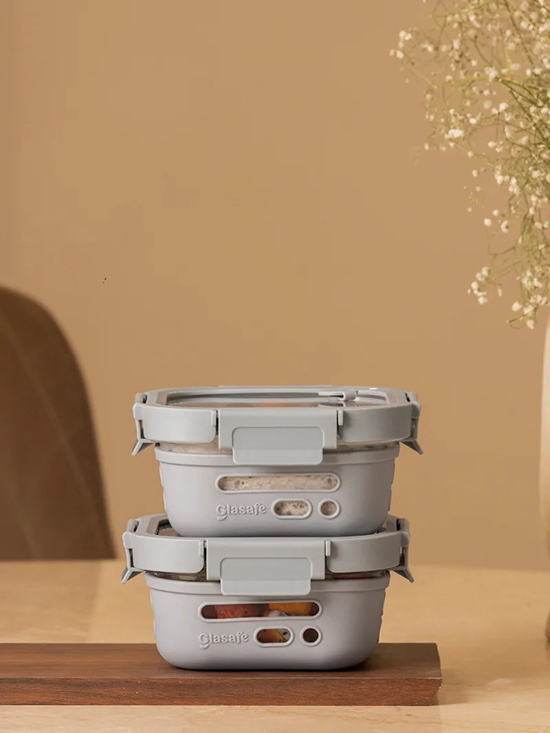 Glasafe set of 2 borosilicate glass lunch boxes 520ml each