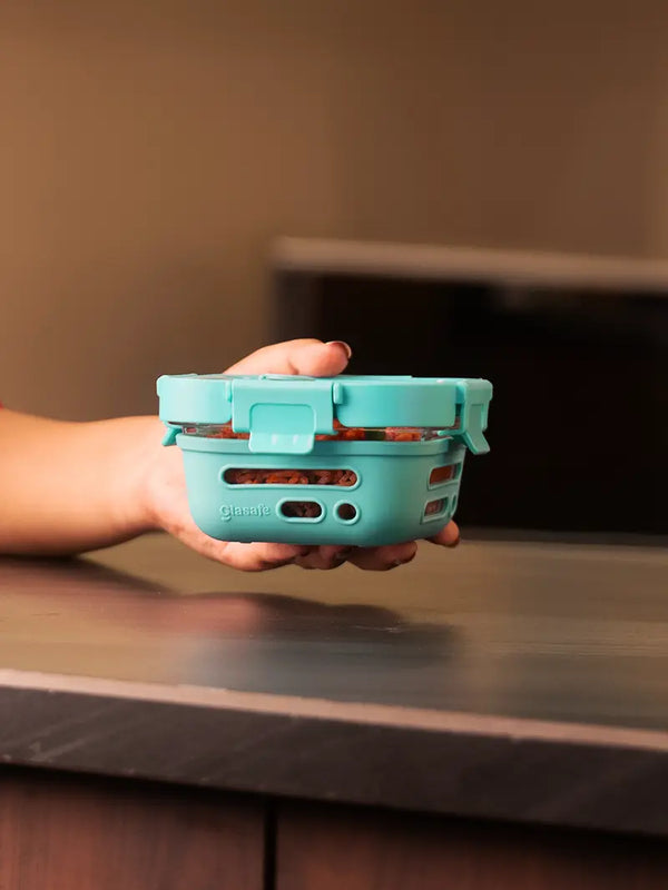 320ml Glass Lunch Box for Office with Airtight Glass Lid & Silicone Cover, Mellow Mist