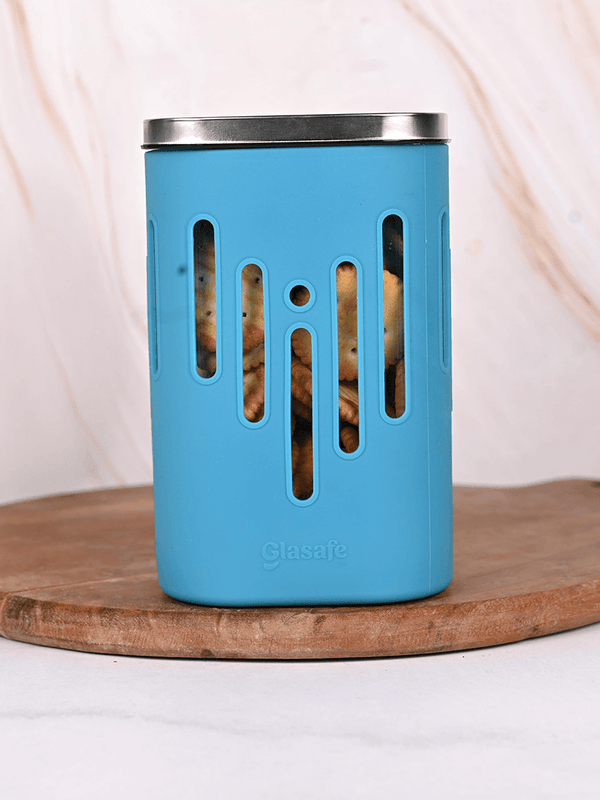 1200ml Large Glass Jar with Airtight Lid & Silicone Sleeve For Kitchen Storage, Tranquil Teal