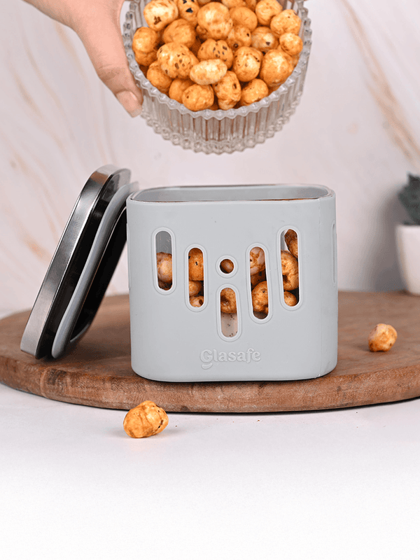 Borosilicate Glass Kitchen Storage Containers with Silicone Sleeve