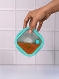 100% leak-proof glass tiffin box with silicone sleeve, airvent and clip-lock lid
