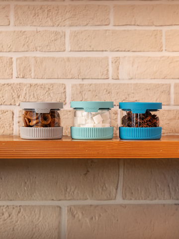 Set of 3 Borosilicate Glass Jars with Airtight Lids – 450ml