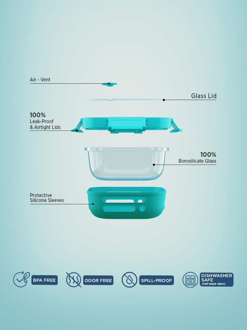100% borosilicate glass tiffin/lunchbox from Glasafe