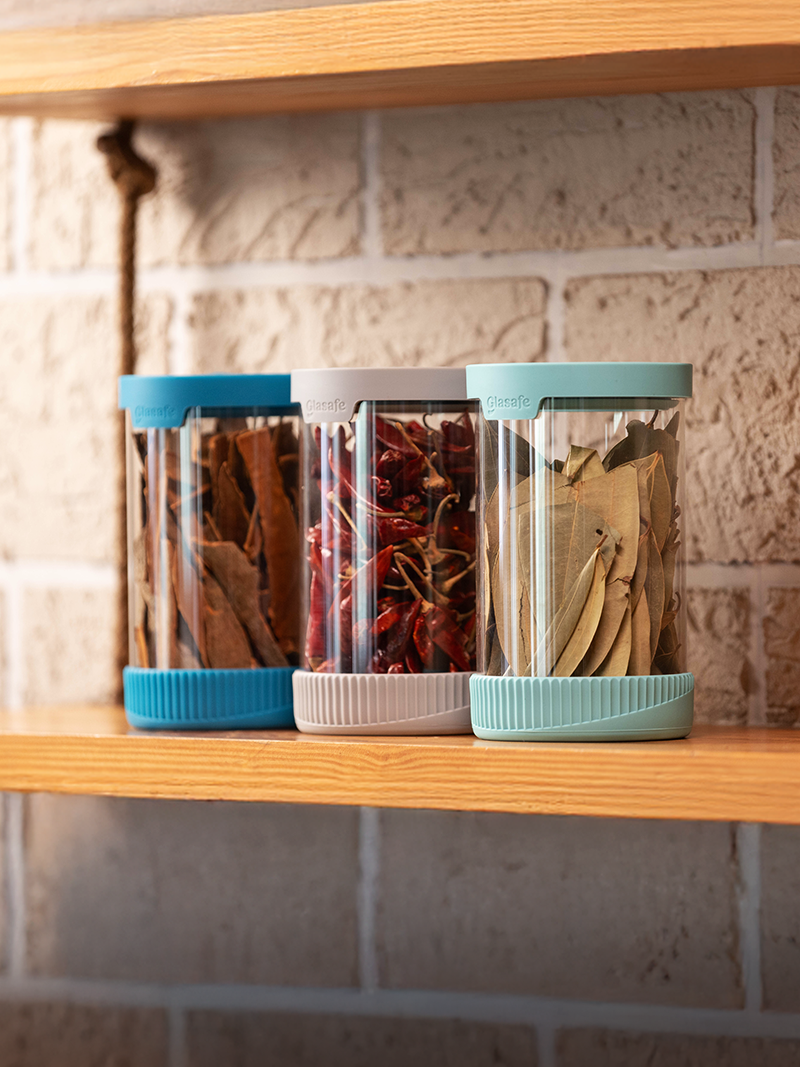 Set of 3 Large Borosilicate Glass Jars for Storage – 1000ml