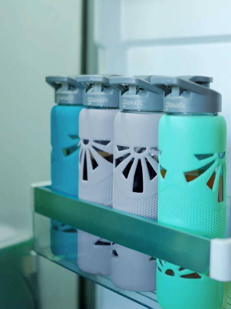 Borosilicate Glass Water Bottle with Protective Silicone Cover, 750ml (Mellow Mist)