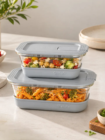 Glasafe Set of 2 Glass Food Storage Containers with airtight lid
