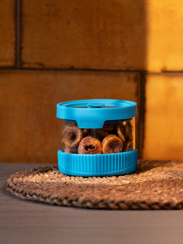 Glasafe 450ml Borosilicate Glass Storage Container with Silicone Lid, Tranquil Teal