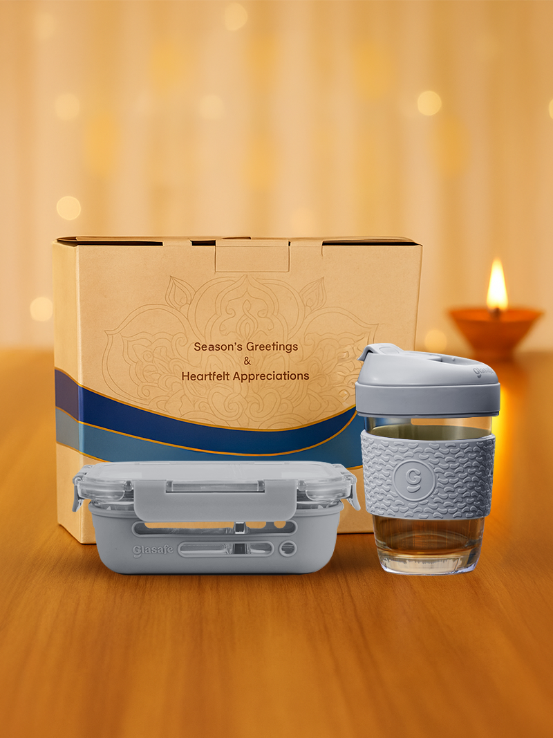 Espresso Meal Kit of Compartment Tiffin and Coffee Mug with Gift Box - (1x580ml + 1x320ml + 1box)
