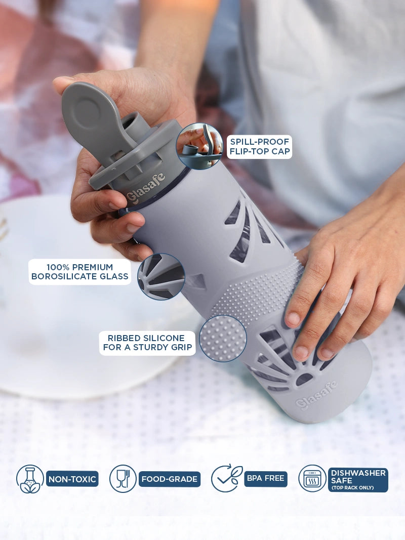 Break-resistant borosilicate glass bottle