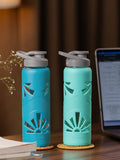 Set of 2 Glasafe glass water bottles with silicone sleeves