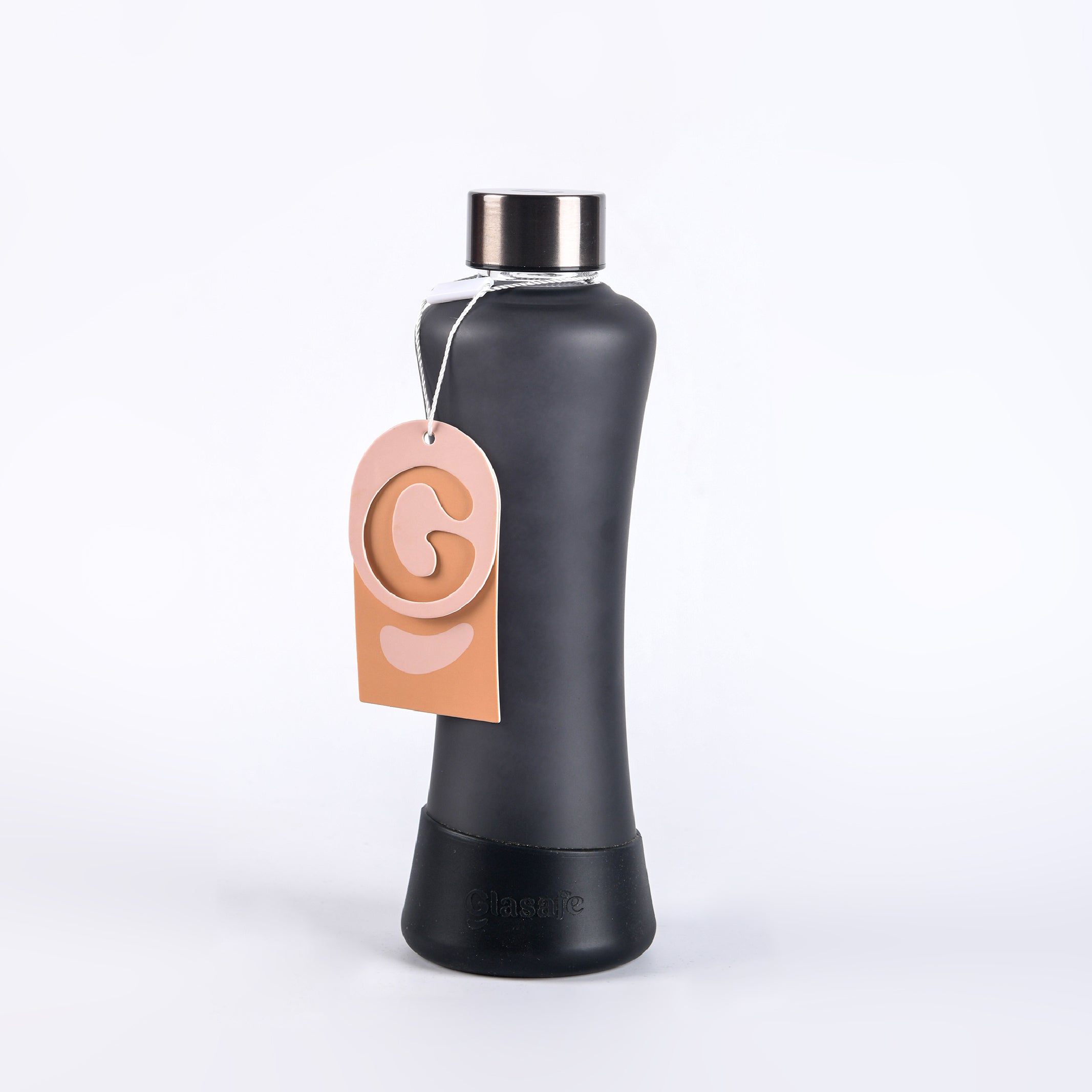 Glasafe SYP Premium Borosilicate Glass Water Bottle with Anti-Slip Silicone Base - 550ml (Noir)