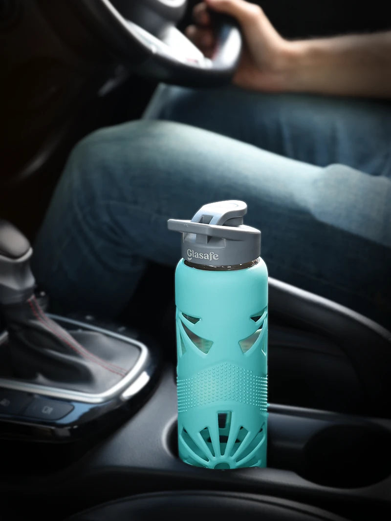 Borosilicate Glass Water Bottle with Protective Silicone Cover, 750ml (Mellow Mist)
