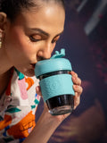 Glass Coffee Tumbler With Silicone Grip
