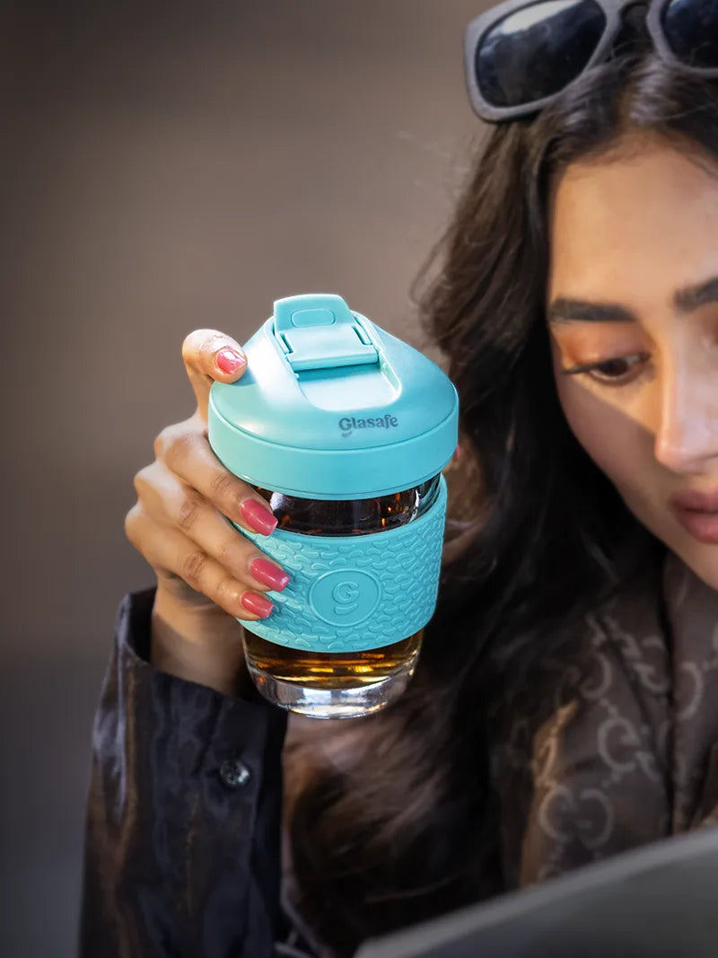 Glass Coffee Tumbler With Silicone Grip
