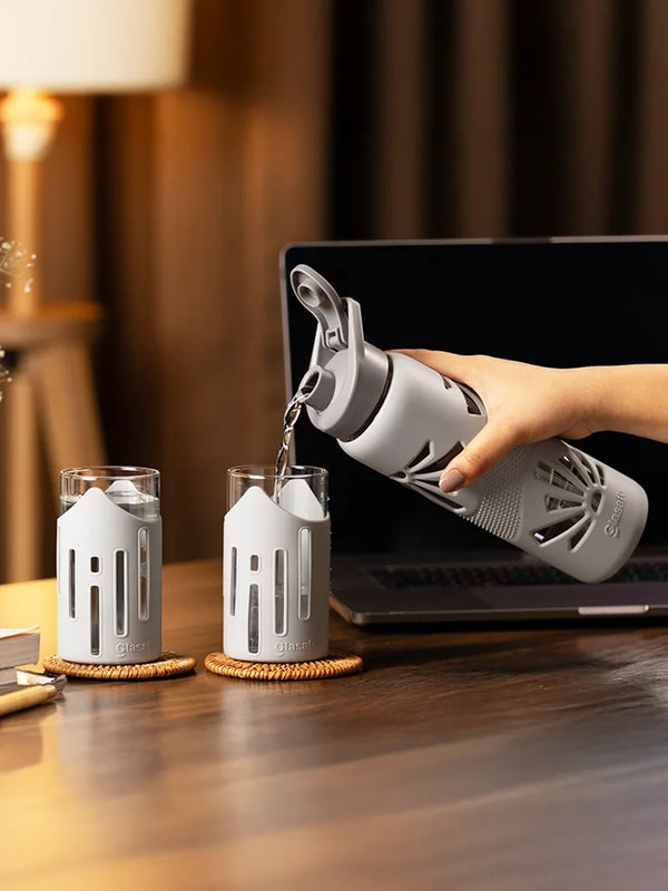 Drinking Water Glasses & Water Bottle Combo ( 2 Glasses & 1 Bottle)