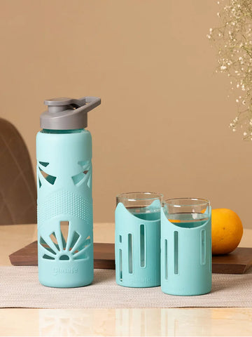 Drinking Water Glasses & Water Bottle Combo ( 2 Glasses & 1 Bottle)