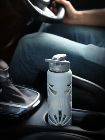 Glasafe bottle in car cup holder