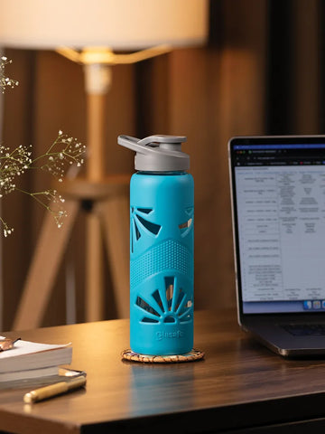 Clear Grip Borosilicate Glass Water Bottle with Silicone Sleeve - 750ml