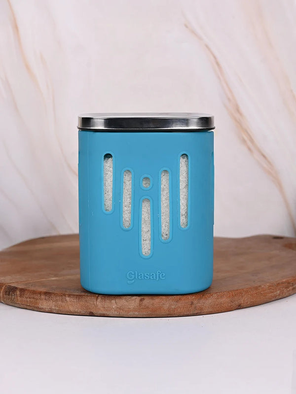 900ml Borosilicate Glass Kitchen Container with Airtight Lid & Silicone Sleeve - Mellow Mist